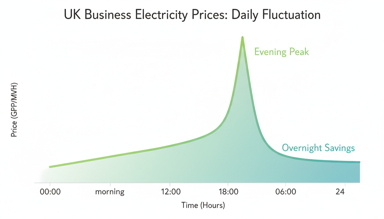 UK business electricity prices daily fluctuation chart