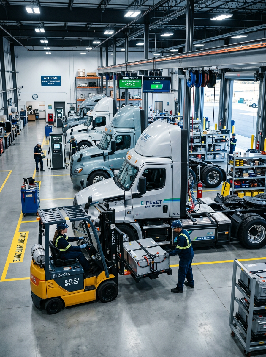 Battery-as-a-Service operations for electric bus and truck fleets